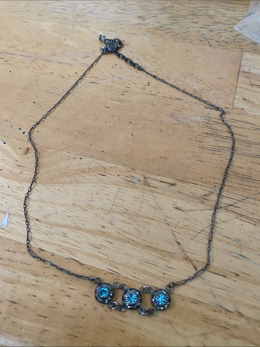 Three-Stone Blue Crystal Necklace for Women